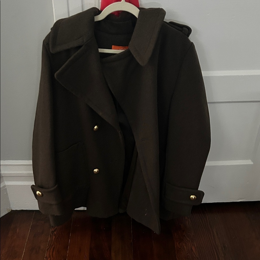 Fresh Dark Green Coat with Orange Label